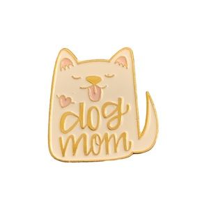 Dog mom enamel pinback dog shaped